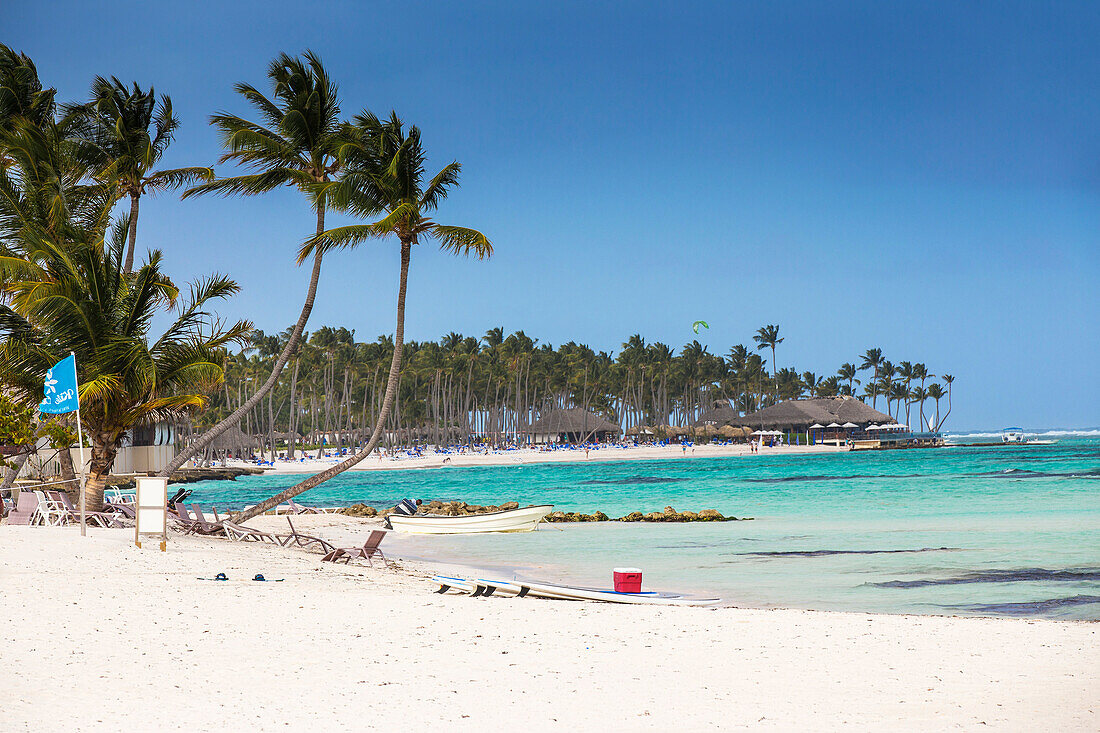 Kitesurfing beach at The Kite Club, Playa Blanca, Punta Cana, Dominican Republic, West Indies, Caribbean, Central America