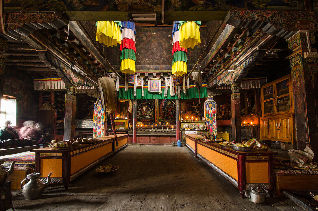 Buddhistischem Kloster (Gompa) in Lupra am Kali Gandaki Tal, dem tiefsten Tal der Welt, Mustang, Nepal, Himalaya, Asien