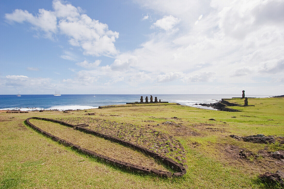 Foundations Of A House, Ahu Vai Huri, Ahu Tahai & Ahu Ko Te Riku At The Tahai Ceremonial Complex, Rapa Nui Easter Island, Chile