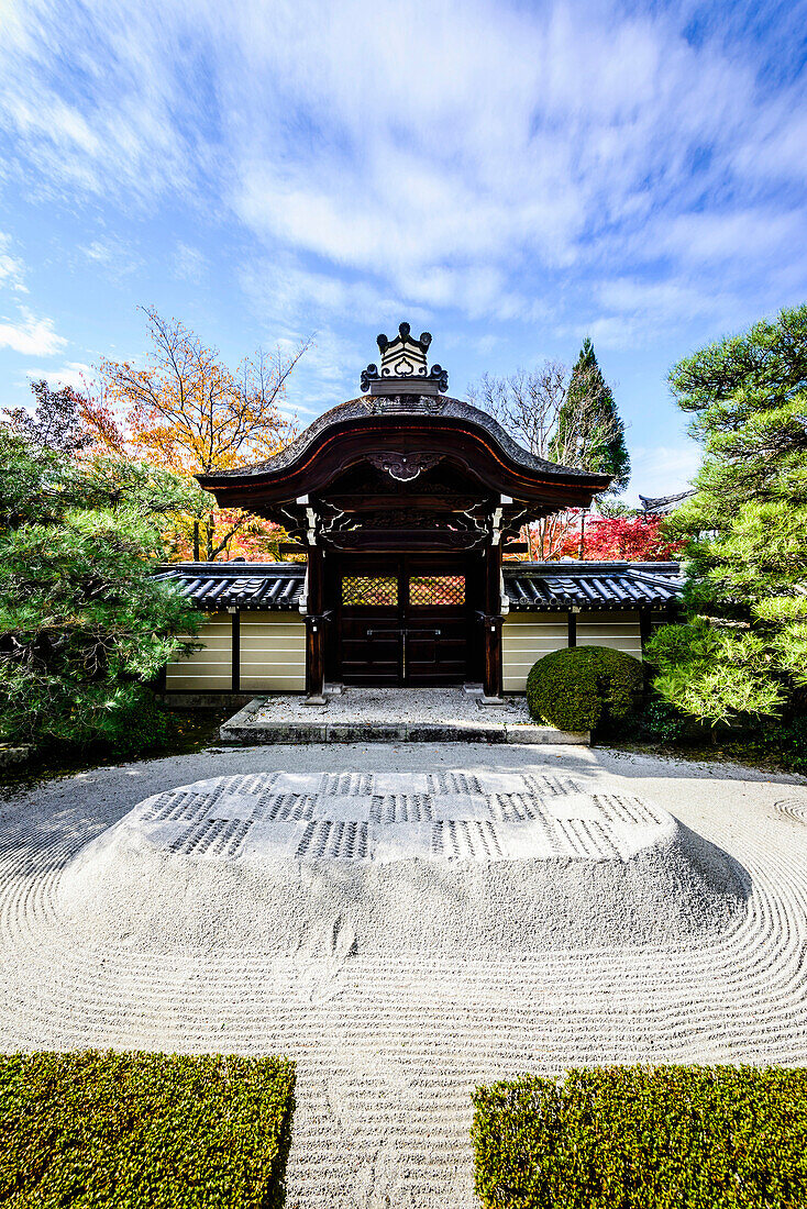 Combed gravel field in zen garden