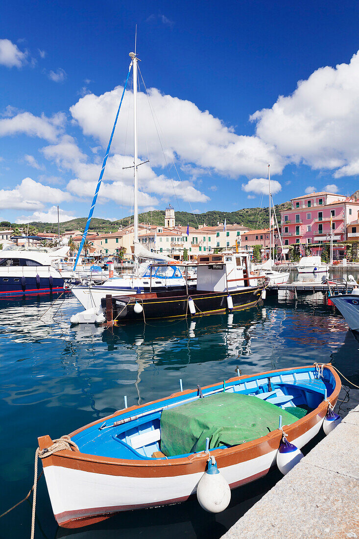 Harbour with fishing boats, Porto Azzuro, Island of Elba, Livorno Province, Tuscany, Italy, Europe