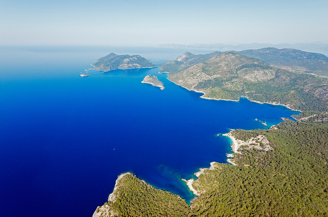Blue Lagoon and Belcekiz beach, Fethiye, Aegean Turquoise coast, Mediterranean region, Anatolia, Turkey, Asia Minor, Eurasia