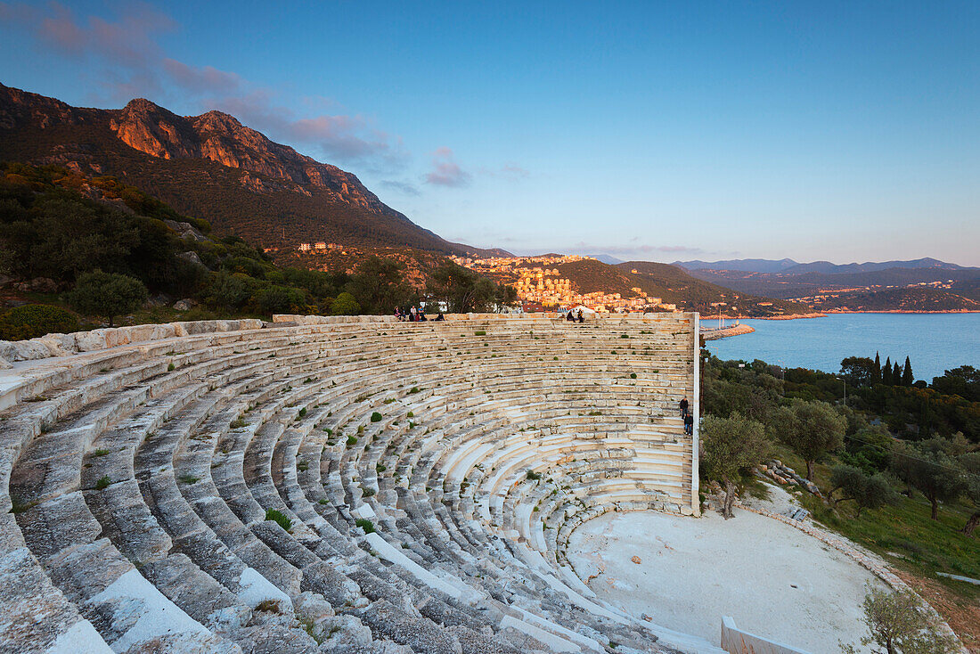 Lycian amphitheatre, Antiphellos ruins, Kas, Lycia, Turquoise Coast, Mediterranean Region, Anatolia, Turkey, Asia Minor, Eurasia