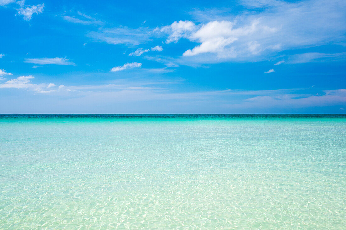 Blue sky and horizon over clear ocean water, Boracay Island, Aklan Province, Western Visayas, Philippines