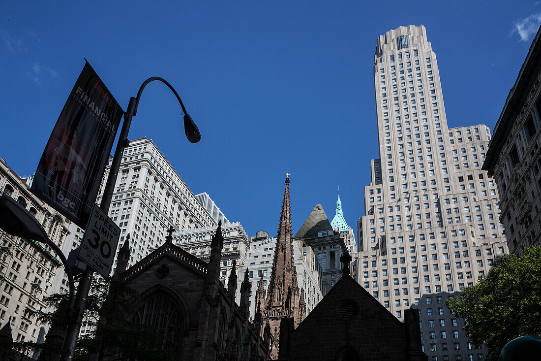 Trinity Church, Finanzdistrikt, Downtown, Manhattan, New York, USA