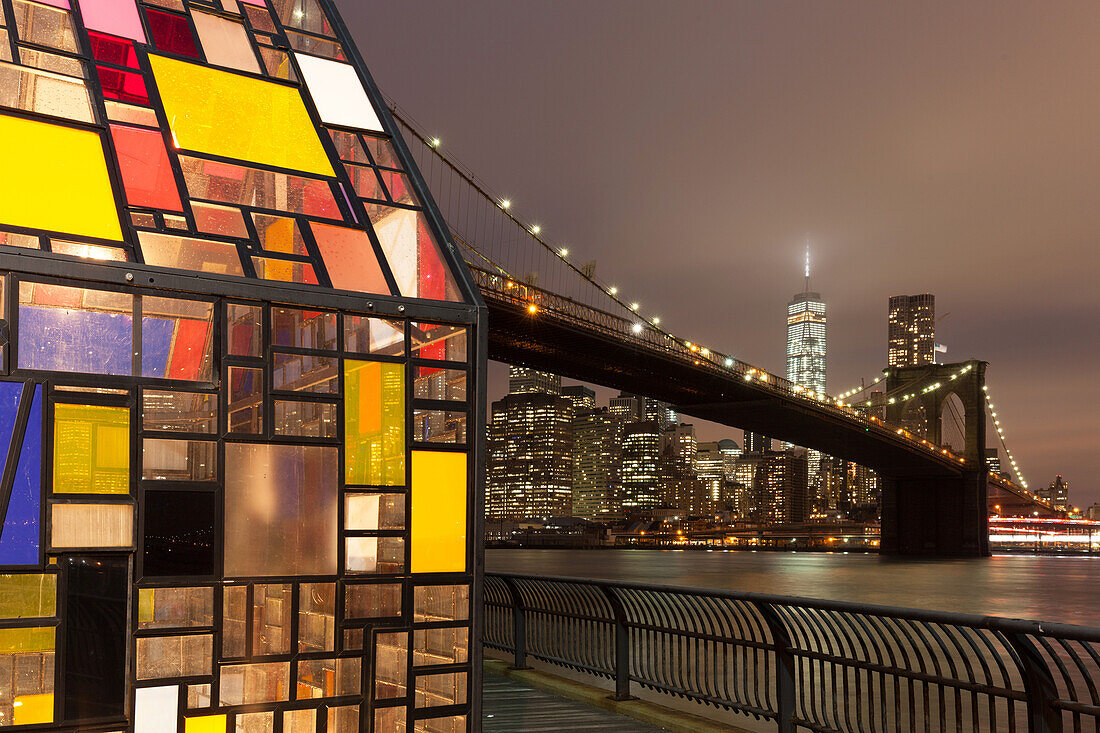 Brooklyn Bridge, Downtown, new World Trade Center, East River, Manhattan, New York, USA