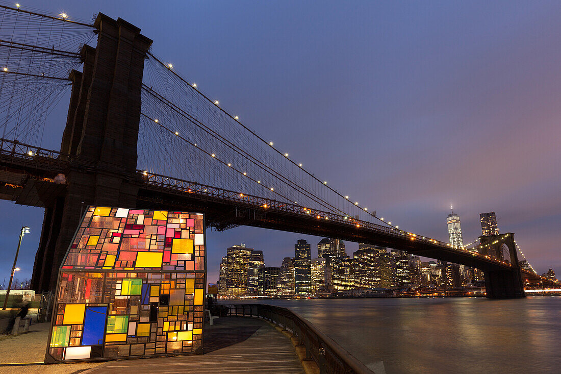 Brooklyn Bridge, Downtown, new World Trade Center, Manhattan, New York, USA