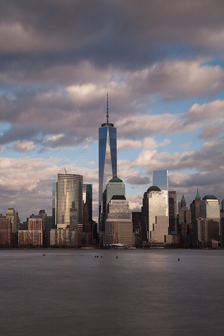 Hudson River, View to Downtown, new World Trade Center, World Financial Center, Manhattan, New York, USA