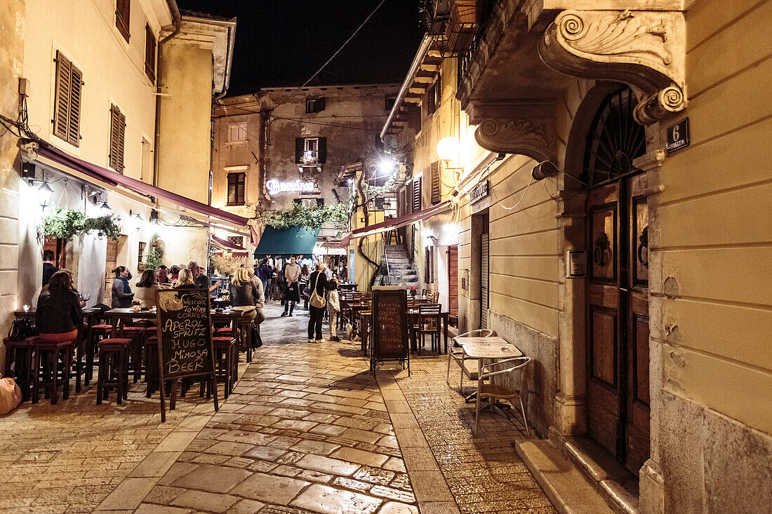 Old town of Porec at night, Adria, Adriatisches Meer, Istrien, MIttelmeer, Kroatien