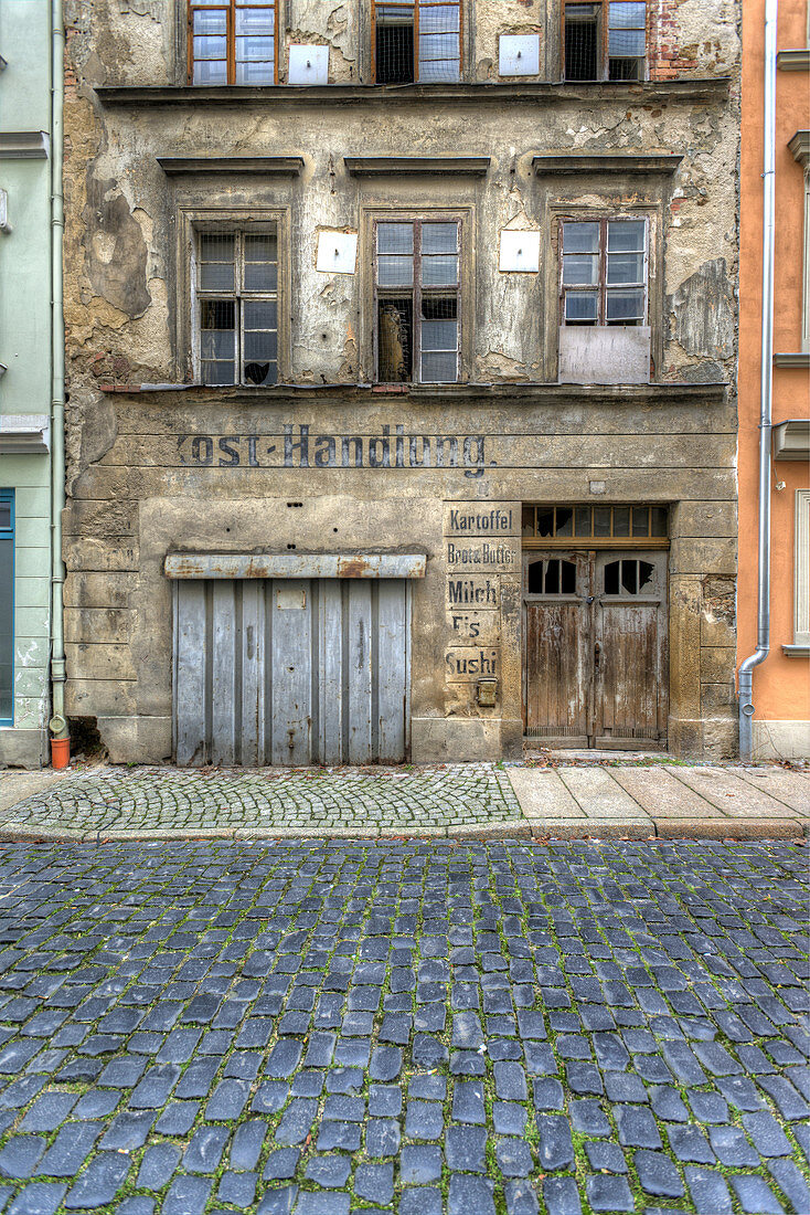 Row of houses in the Krischelstraße in the European City of Görlitz, Saxony, Germany