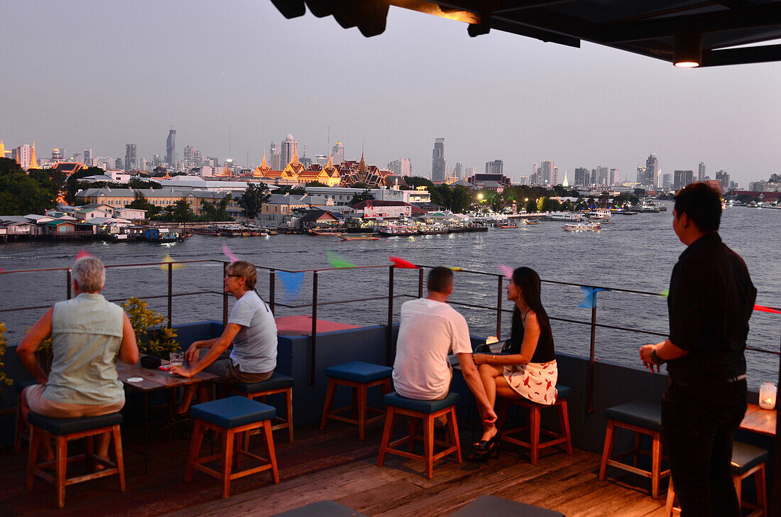 View from Bar342 at river Nam Chao, Bangkok, Thailand, Asia