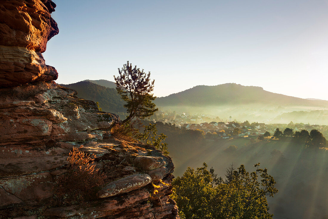 Sprinzelfels rock, near Busenberg, Dahner Felsenland, Palatinate Forest nature park, Rhineland-Palatinate, Germany