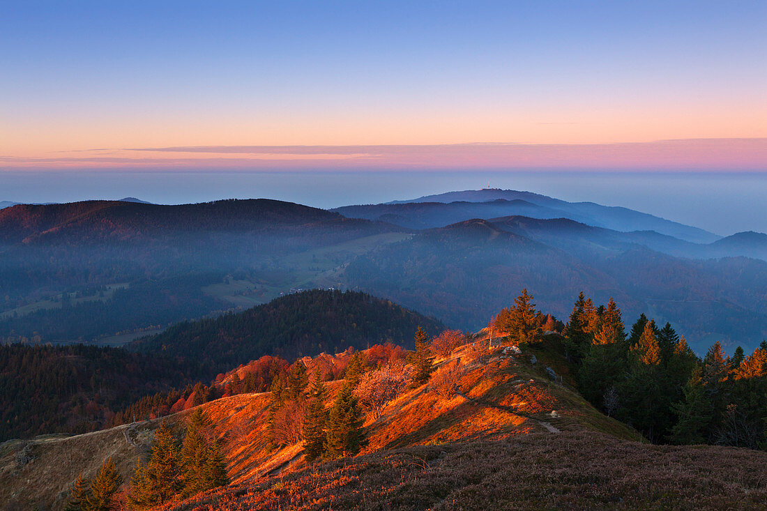 View from Belchen to Blauen, Black Forest, Baden-Wuerttemberg, Germany