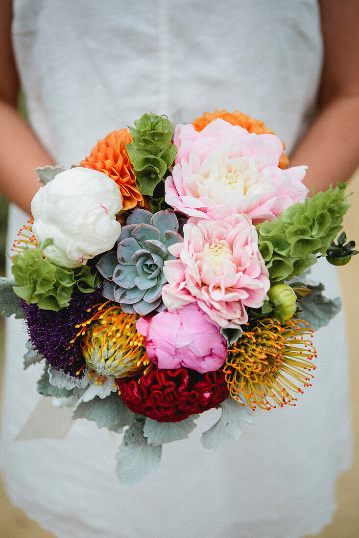 Close up of bridal bouquet