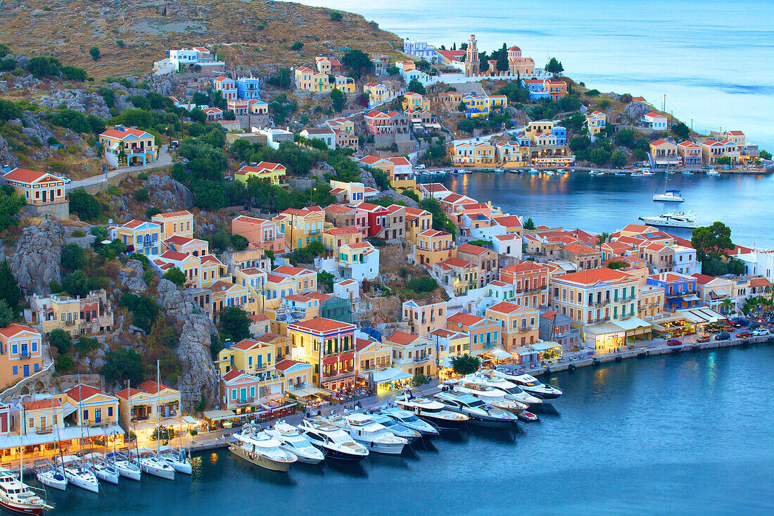 Symi Harbour, Symi, Dodecanese, Greek Islands, Greece, Europe