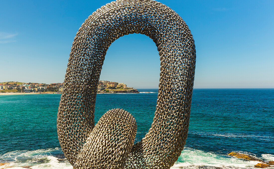 Sculpture by the sea, with Bondi Beach in the background, Sydney, New South Wales, Australia, Pacific