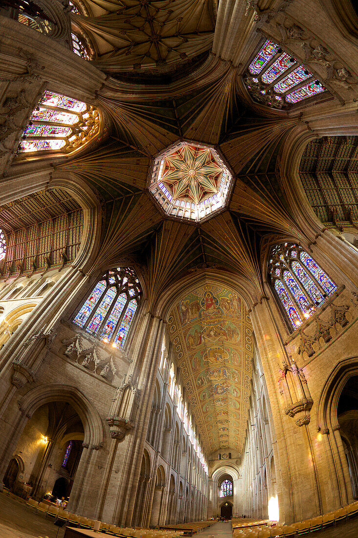 Ely Cathedral Interior, lantern and nave, Ely, Cambridgeshire, England, United Kingdom, Europe