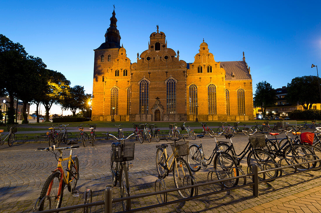 Renaissance church of Trefaldighetskyrkan at night, Kristianstad, Skane, South Sweden, Sweden, Scandinavia, Europe