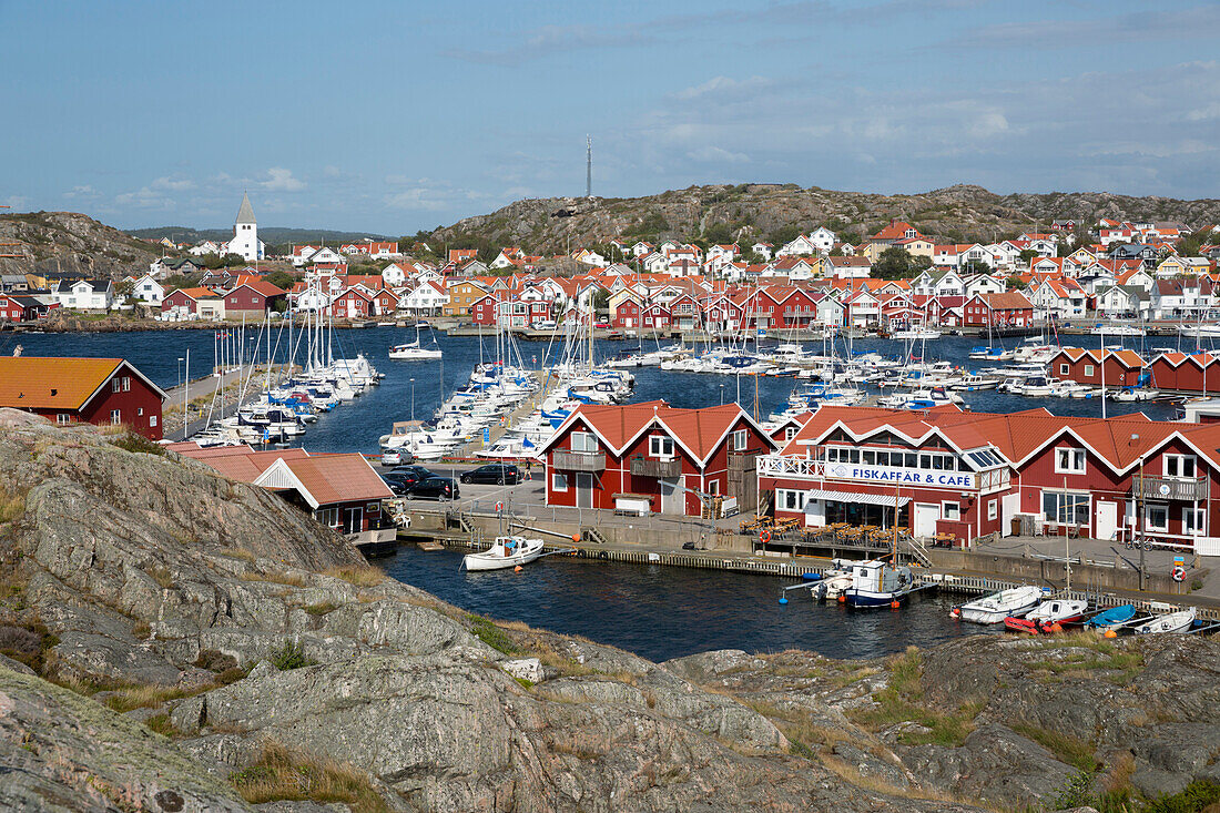 View over town and harbour, Skarhamn, Tjorn, Bohuslan Coast, southwest Sweden, Sweden, Scandinavia, Europe