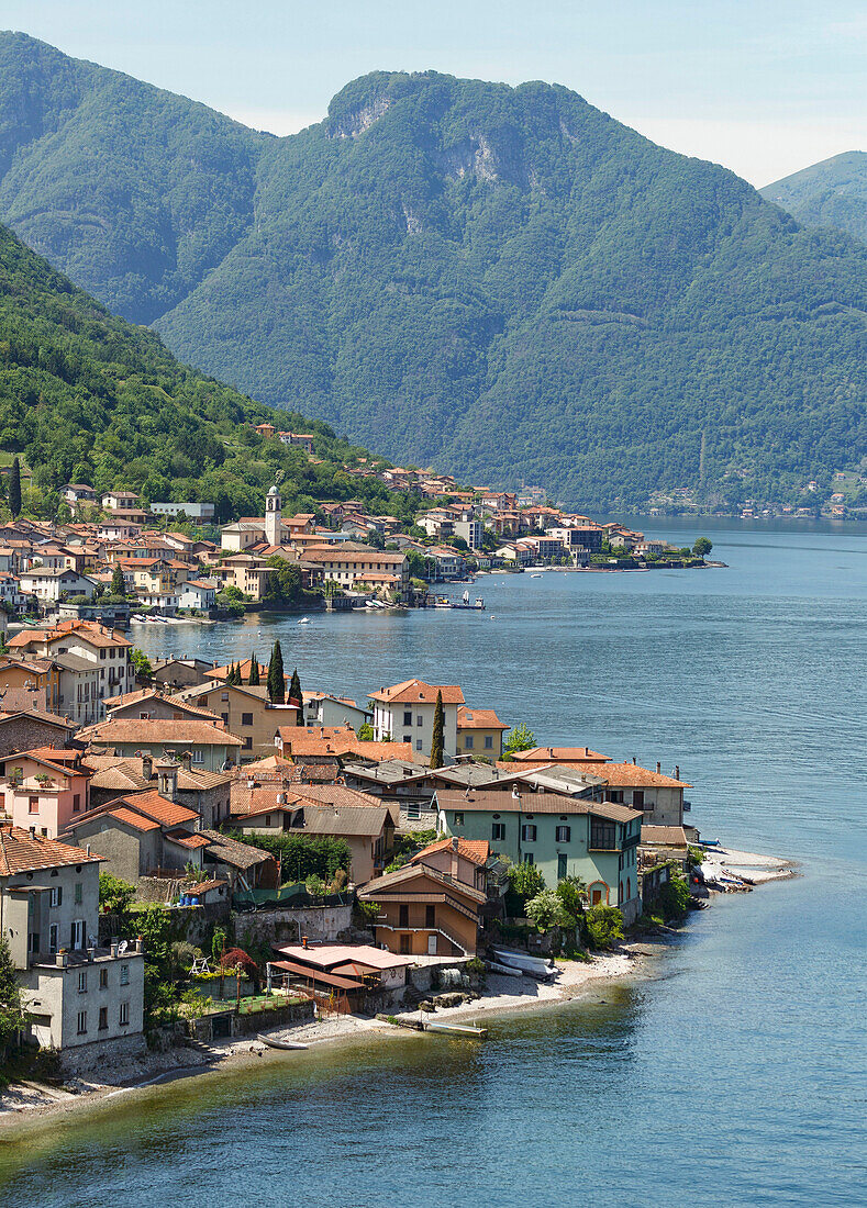 Aerial view of Lake Como and Tremezzo waterfront, Italy