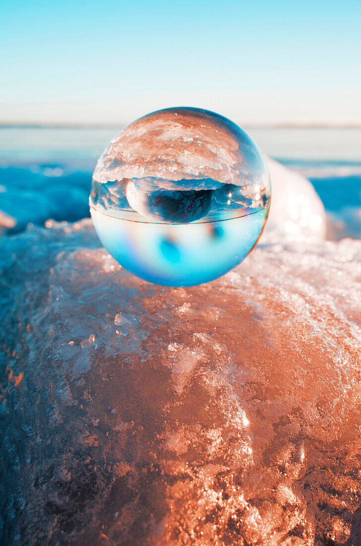 Crystal ball on glacier
