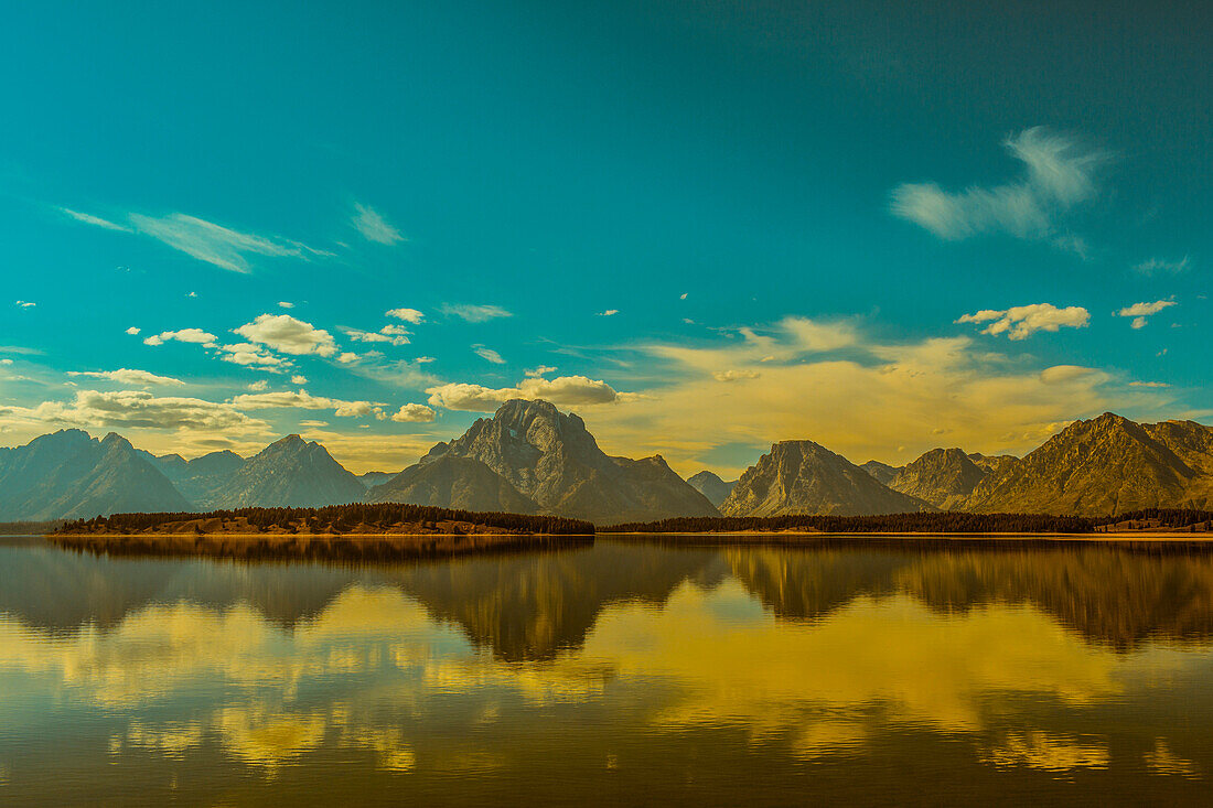 Reflection of mountains in remote lake