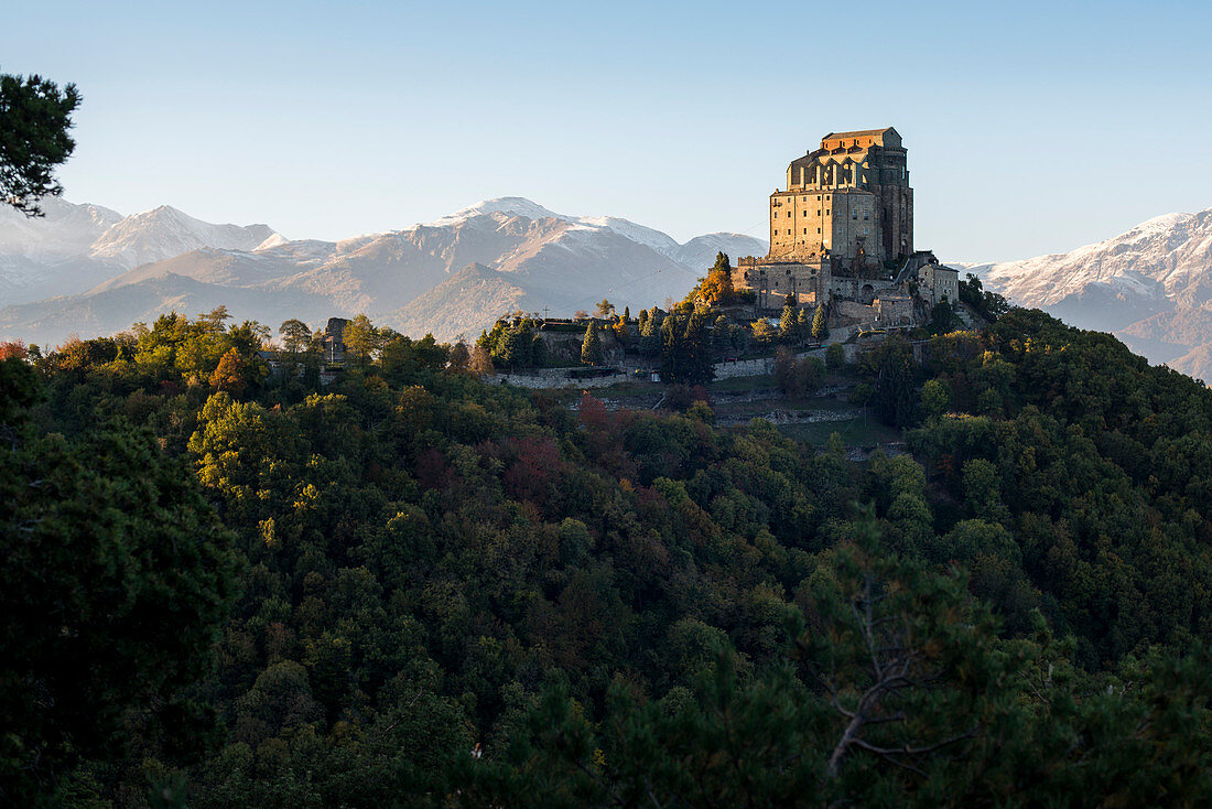 Sacra di San Michele at Sunset, Mount Pirchiriano, Italy