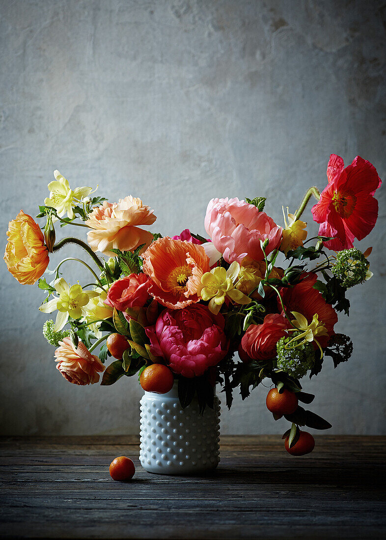 Assortment of Colorful Flowers in Vase