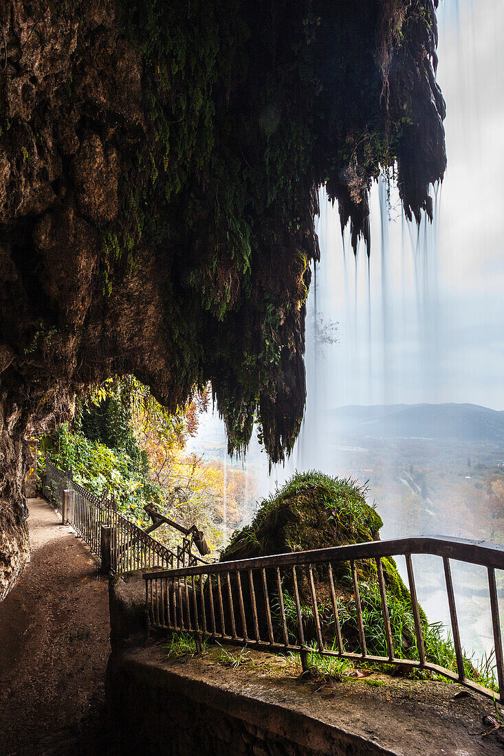 A walkway behind a waterfall, Edessa, Greece