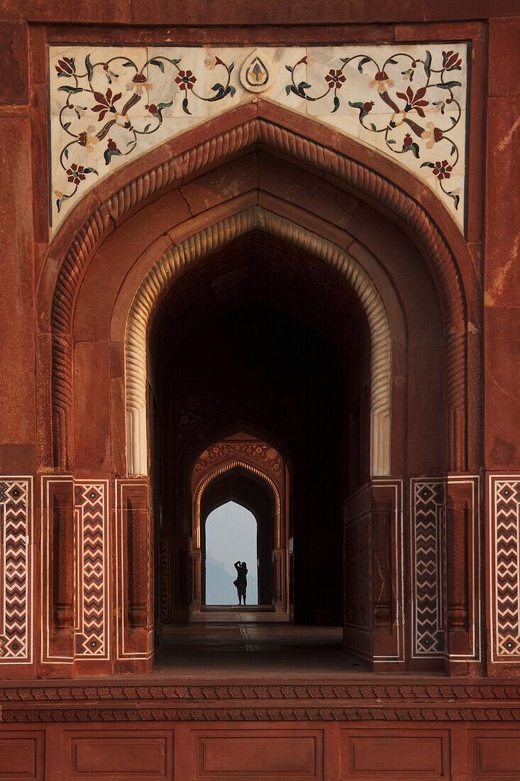 Photographer in Taj Mahal mosque, Agra, Uttar Pradesh, India