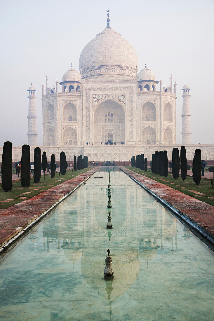Taj Mahal reflected in long pool, Agra, Uttar Pradesh, India