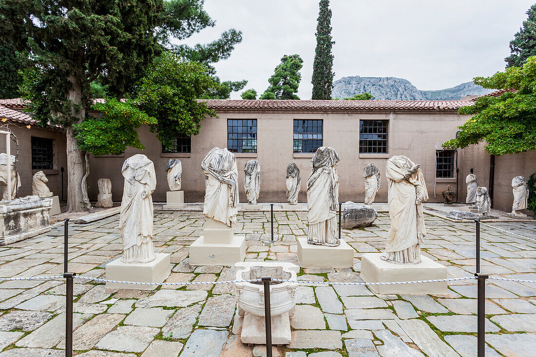 Headless statues at an archaeological museum, Corinth, Greece