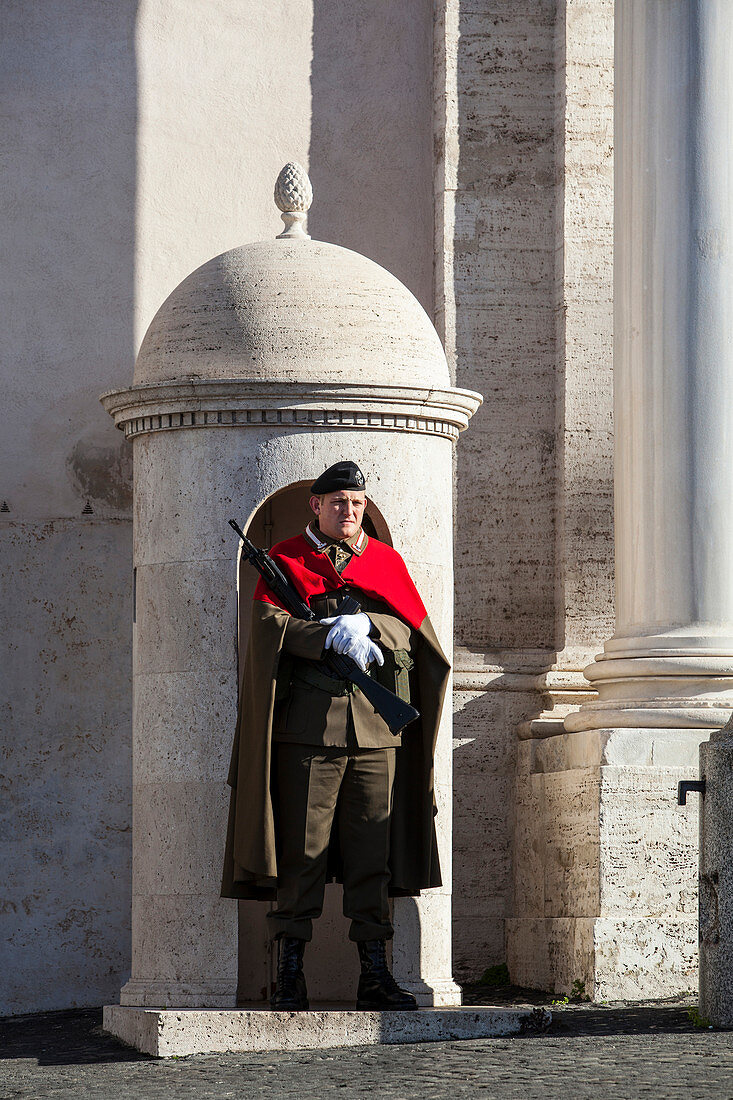 Guard at Quirinal Palace, the president's home, Rome, Italy