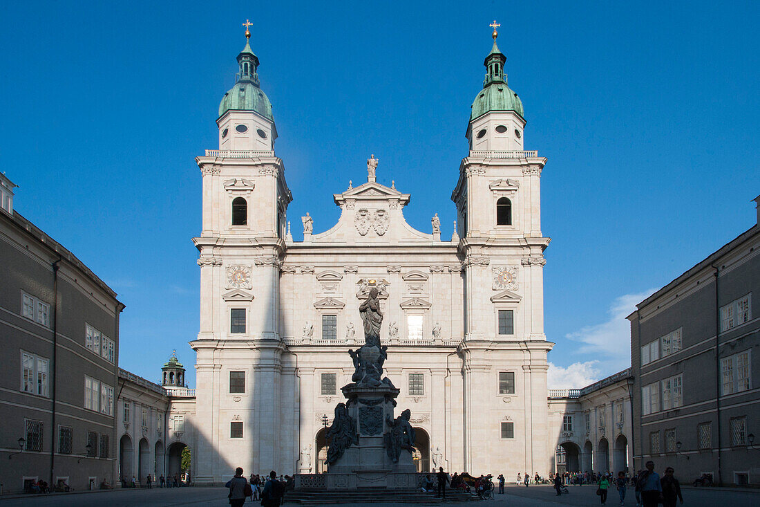 Baroque west facade, Cathedral, the historic center of the city of Salzburg, a UNESCO World Heritage Site, Austria