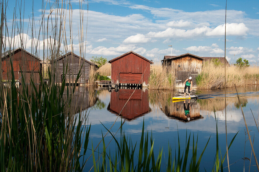 Boathouses, Rust, UNESCO World Heritage Site The Cultural Landscape Fertoe-Lake Neusiedl, Burgenland, Austria