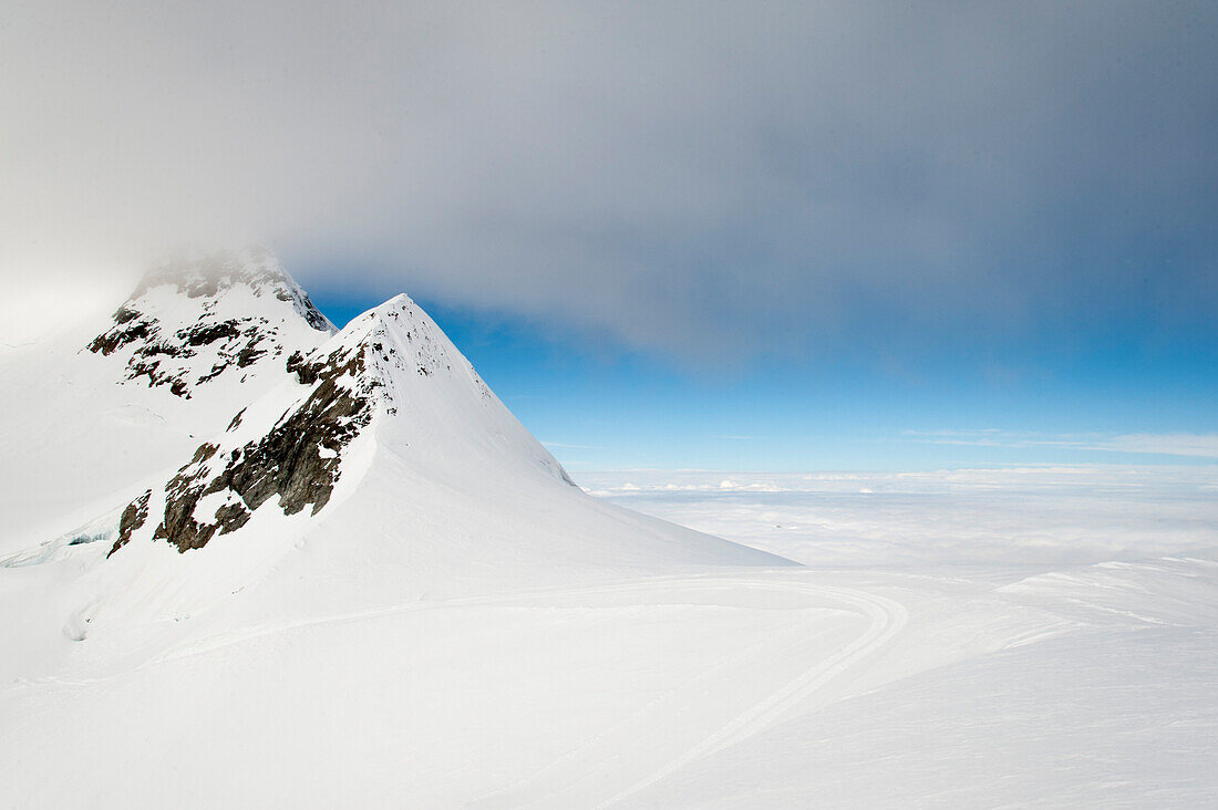 Jungfrau im Schnee, Jungfraujoch, UNESCO Welterbestätte Schweizer Alpen Jungfrau-Aletsch, Kanton Bern, Berner Oberland, Schweiz