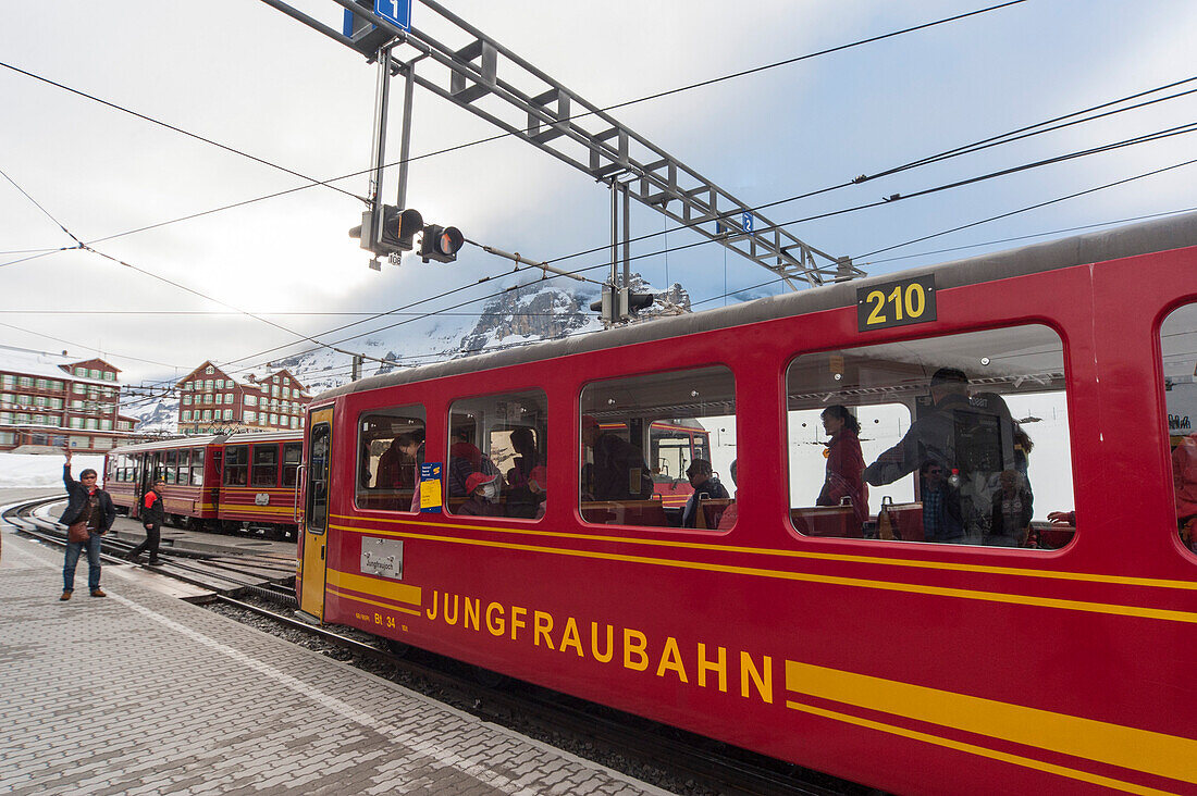Jungfraubahn, Kleine Scheidegg, UNESCO Welterbestätte Schweizer Alpen Jungfrau-Aletsch, Kanton Bern, Berner Oberland, Schweiz