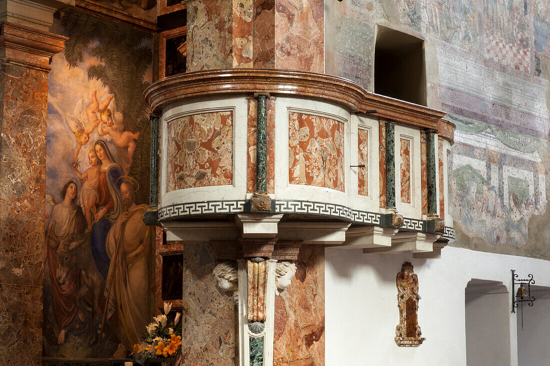 Arzo, village church, marble pulpit, UNESCO World Heritage Site Monte San Giorgio, Ticino, Switzerland