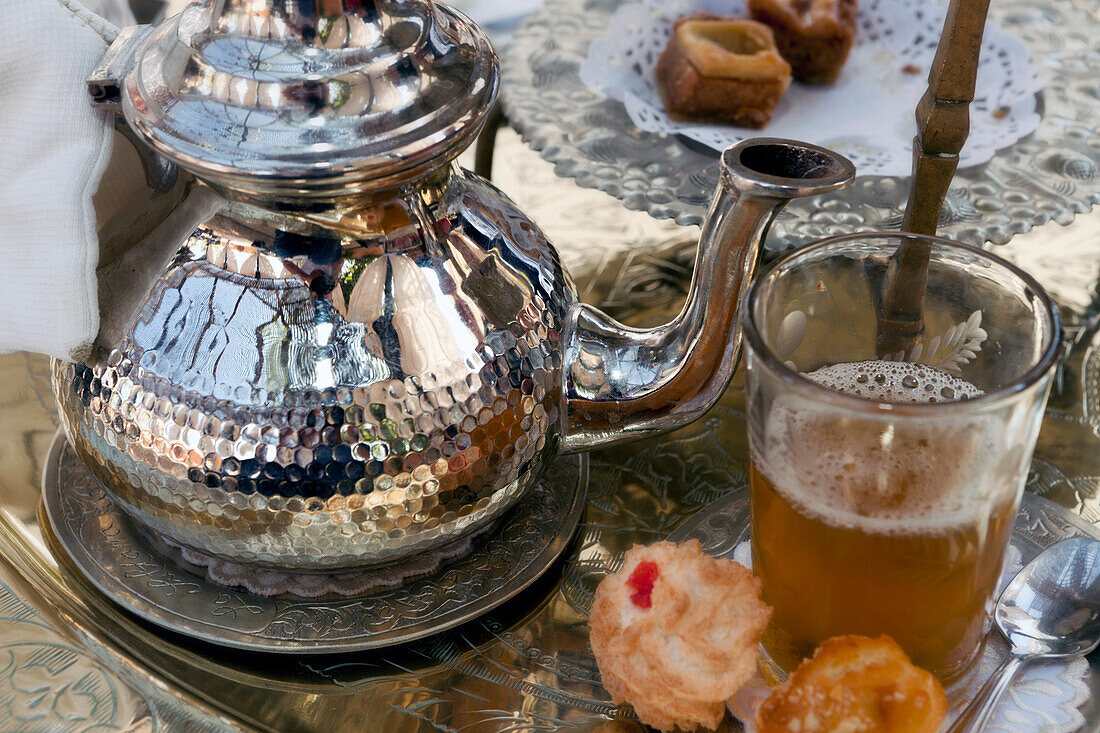 Moroccan tea service, Marrakech, Morocco