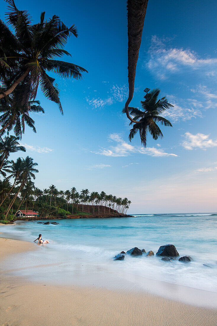 Tourist at Mirissa Beach, Matara District, Southern Province, Sri Lanka, Asia