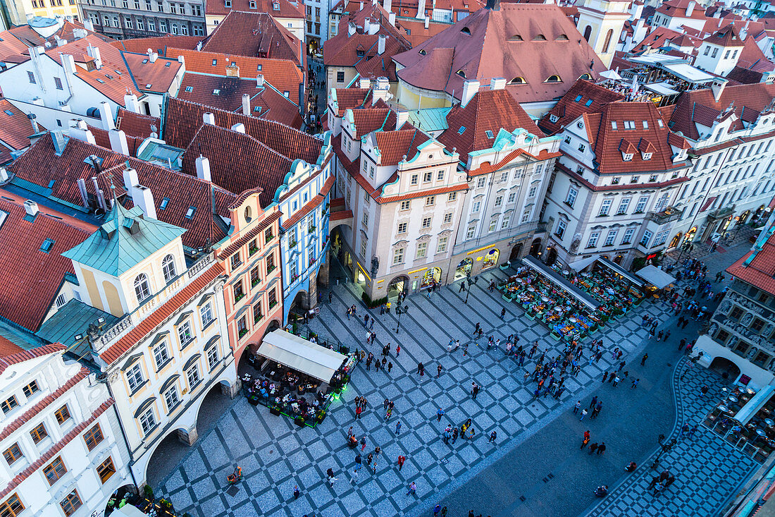 Looking down on Old Town Square, UNESCO World Heritage Site, Prague, Czech Republic, Europe