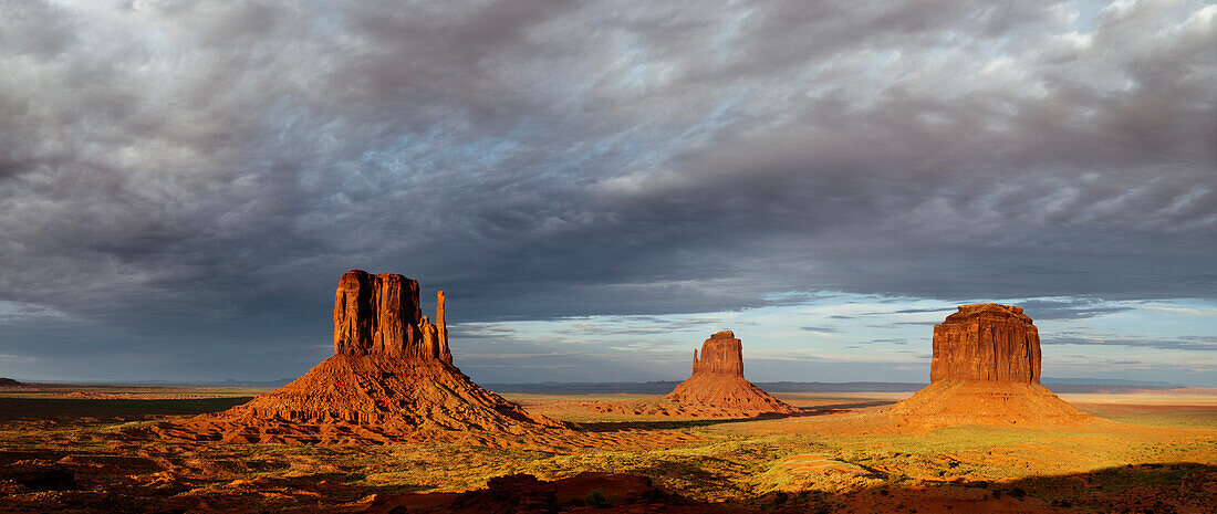 The Mittens and Merrick Butte, Monument Valley Navajo Tribal Park, Utah, United States of America, North America