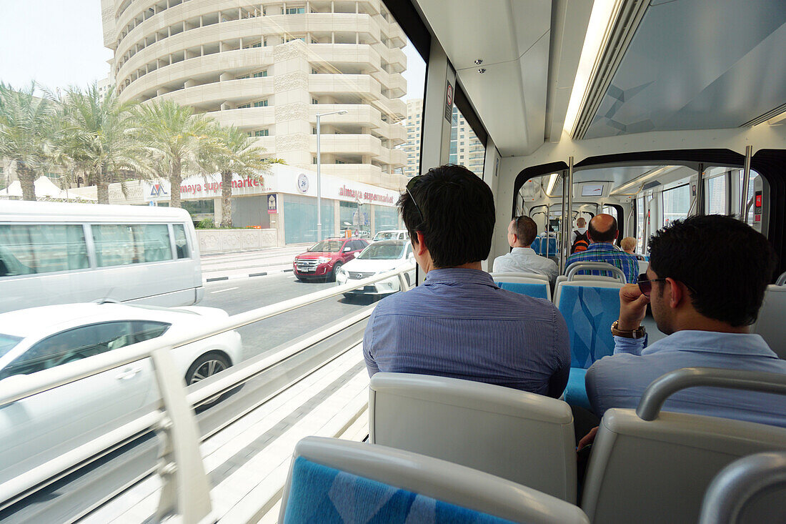 Blick aus der Straßenbahn, Tram, Dubai Marina, Dubai, Vereinigte Arabische Emirate, VAE