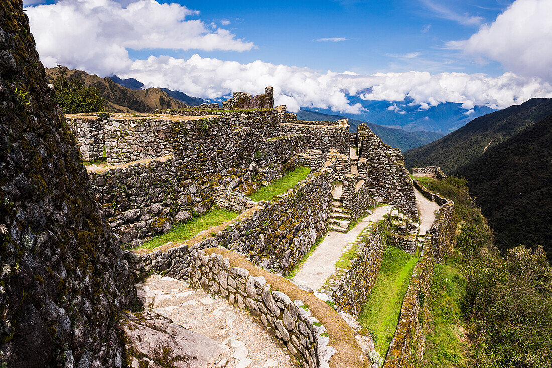 Sayacmarca Sayaqmarka Inca ruins, Inca Trail Trek day 3, Cusco Region, Peru, South America