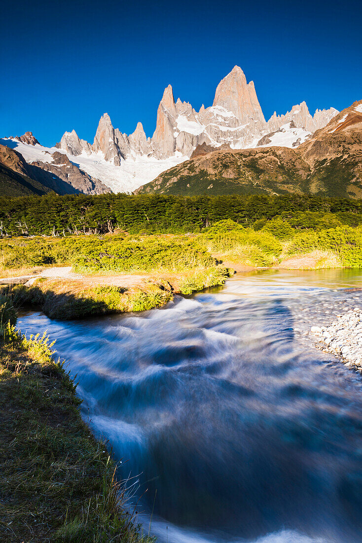 Mount Fitz Roy Cerro Chalten, a typical Patagonia landscape, Los Glaciares National Park, UNESCO World Heritage Site, El Chalten, Argentina, South America