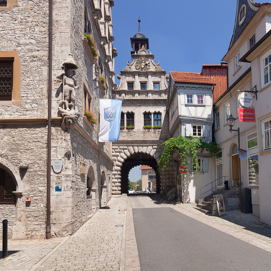 Maintor gate, town hall, Marktbreit, Mainfranken, Lower Franconia, Bavaria, Germany, Europe