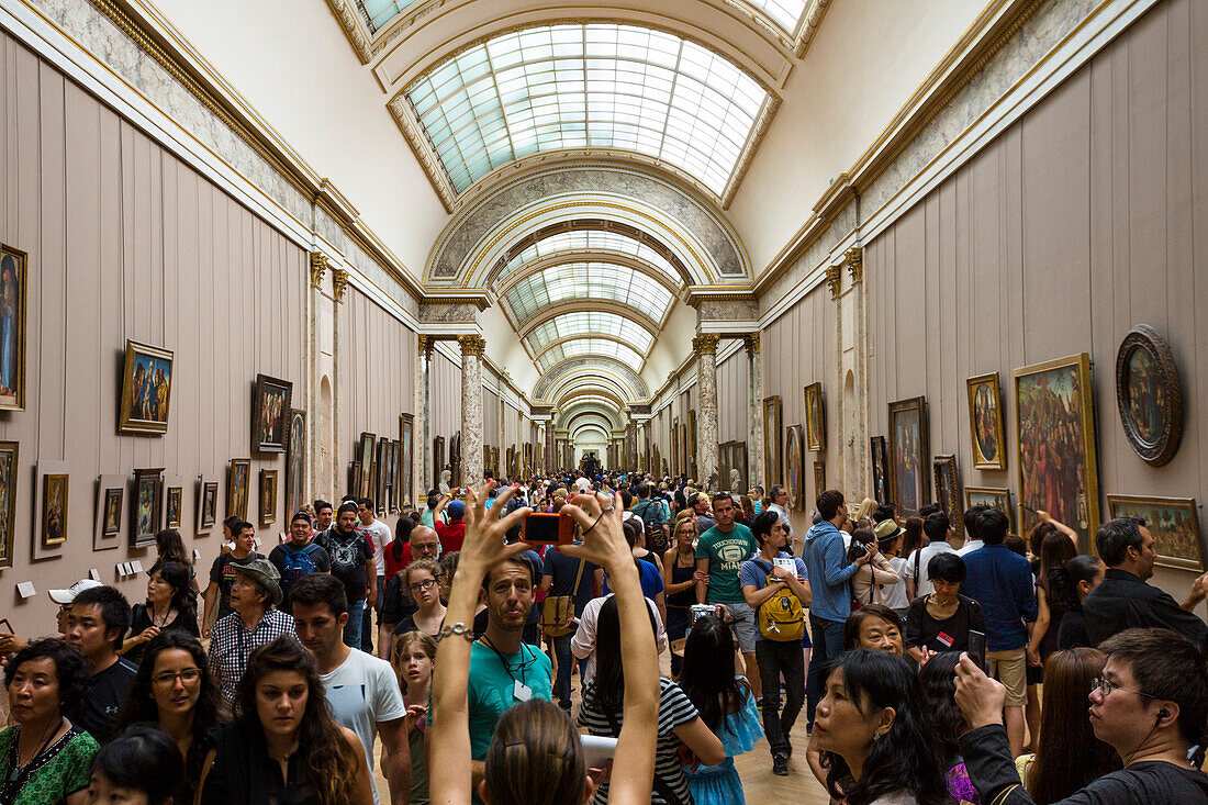 Interior view of the Louvre museum, Paris, France, Europe