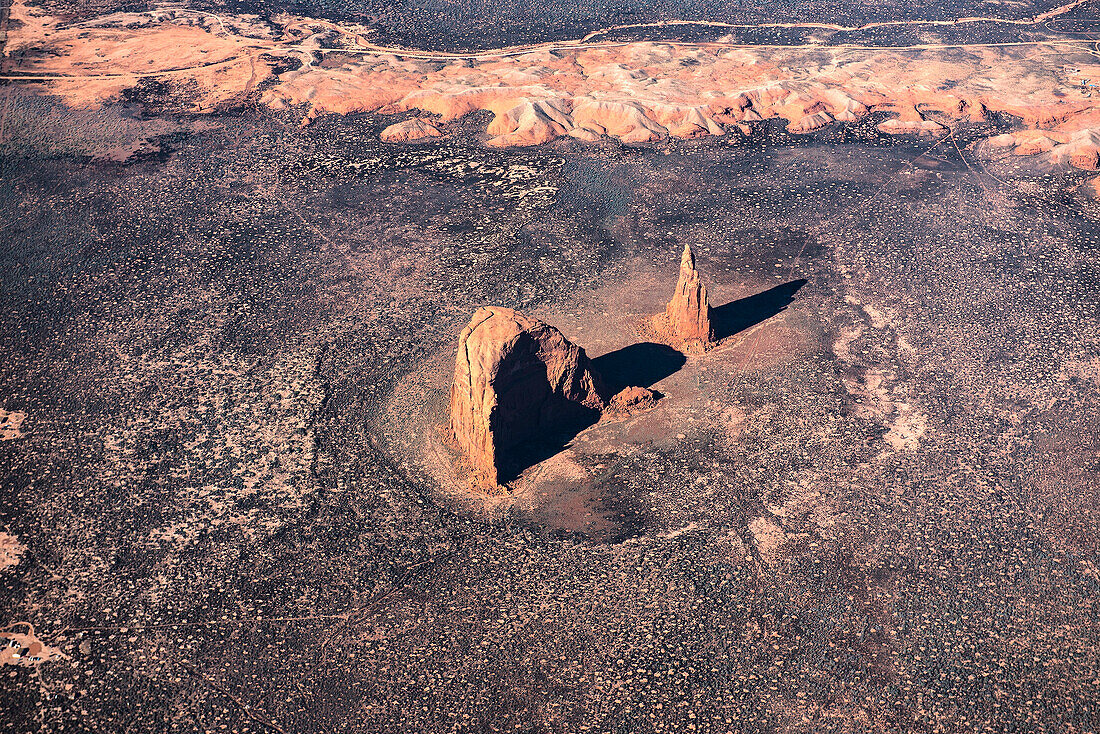 Aerial view of rock formations, Tuba City, Arizona, United States