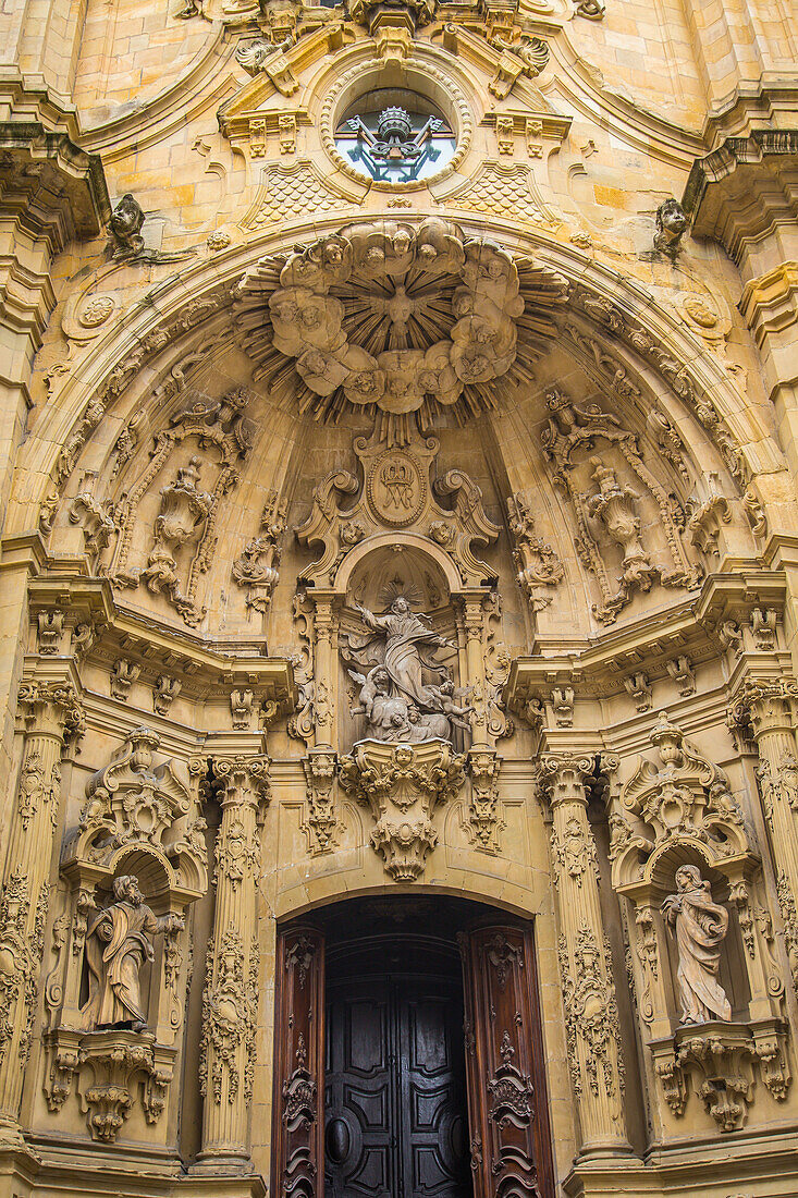 santa maria basilica, old town, san sebastian, donostia, basque country, spain