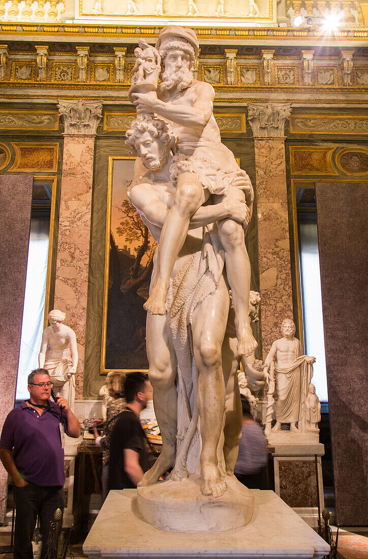 aeneas and anchise, sculpture by gian lorenzo bernini, borghese museum, rome, italy, europe